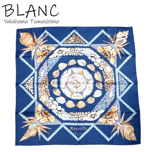 エルメス カレ90 Rocaille 貝殻 シルク スカーフ ブルー HERMES エルメス カレ90 スカーフ ロカイユ Rocaille ブルー