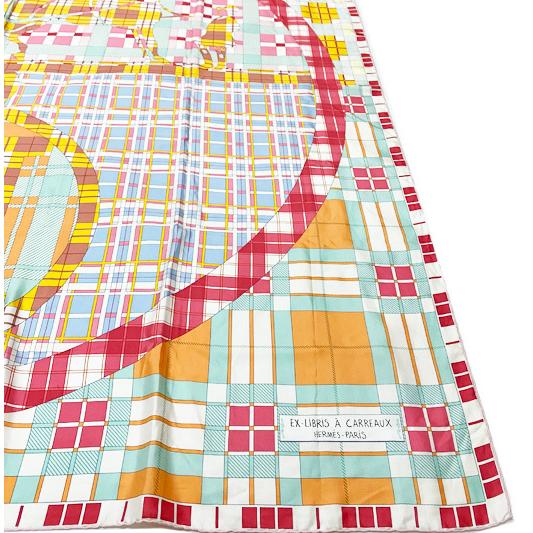 ✨❤️美品❤️ HERMES エルメス カレジェアン140　エクスリブリス✨ HERMES エルメス カレ 140 エクスリブリスチェック シルク