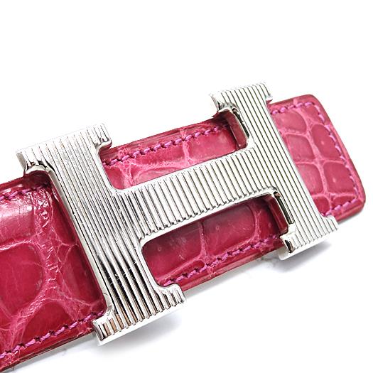 HERMES エルメス コンスタンス Hベルト クロコ ポロサス ピンク HERMES エルメス コンスタンス Hベルト クロコ ポロサス ピンク