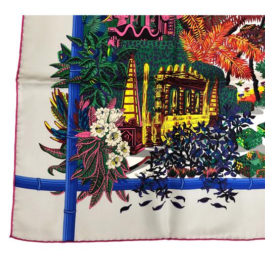 超美品✨　エルメス　冬の庭　シルクスカーフ　カレ90 ピンク HERMES エルメス カレ90 スカーフ ストール 冬の庭 ピンク