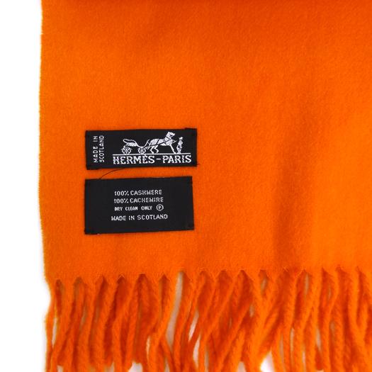 エルメス 大判ストール マフラー カシミヤ100％ オレンジ HERMES  