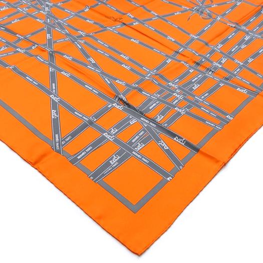 HERMES エルメス カレ90 スカーフ ボルデュックリボン オレンジ