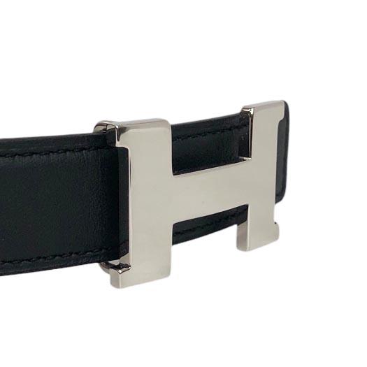 エルメス ベルトバックル ミニH Hベルト 24 エプソン スイフト エトゥープ ブラック シルバー金具 #85 HERMES 横浜BLANC HERMES（エルメス） ベルトバックル ミニH Hベルト 24 エプソン
