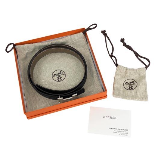 エルメス ベルトバックル ミニH Hベルト 24 エプソン スイフト エトゥープ ブラック シルバー金具 #85 HERMES 横浜BLANC HERMES（エルメス） ベルトバックル ミニH Hベルト 24 エプソン