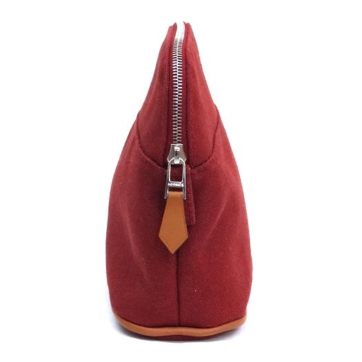 美品HERMESボリードMM　ポーチ　赤ボルドー HERMES（エルメス） ボリードポーチ 20 ミニ キャンバス ルージュ
