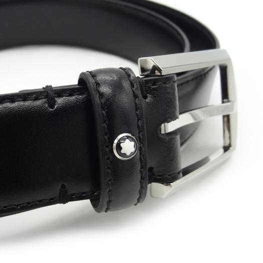 モンブラン MONTBLANC ベルト ブラック レザー 銀金具 全長105cm