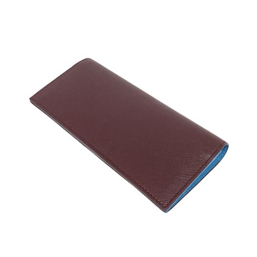 PRADA プラダ 2つ折り長財布 サフィアーノレザー エンジ ブルー 2MV836  