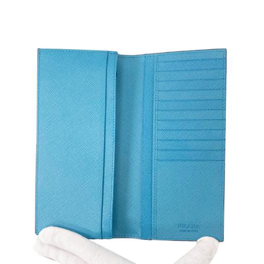 PRADA プラダ 2つ折り長財布 サフィアーノレザー エンジ ブルー 2MV836  