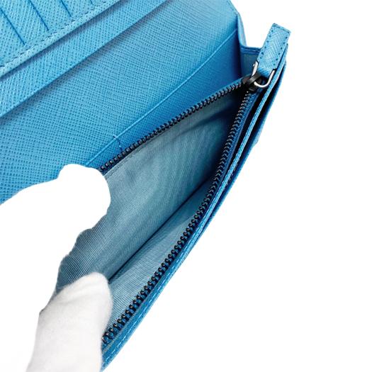 PRADA プラダ 2つ折り長財布 サフィアーノレザー エンジ ブルー 2MV836  