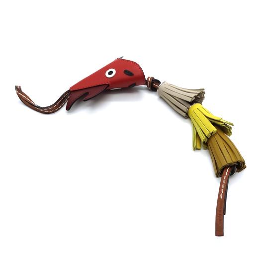 LOEWE ロエベ ドラゴンチャーム ストラップ カーフ レザー レッド 