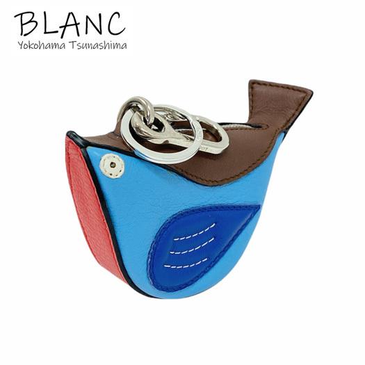 LOEWE ロエベ バードチャーム カーフスキン ブルー ブラウン