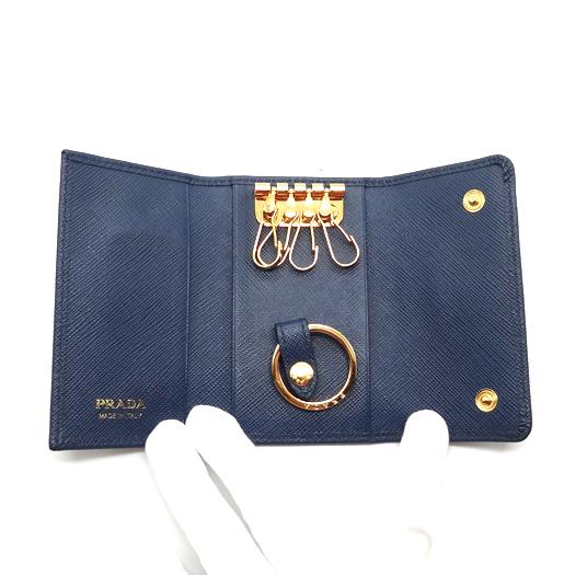 PRADA（プラダ） 4連キーケース サフィアーノレザー ブルー IPG004