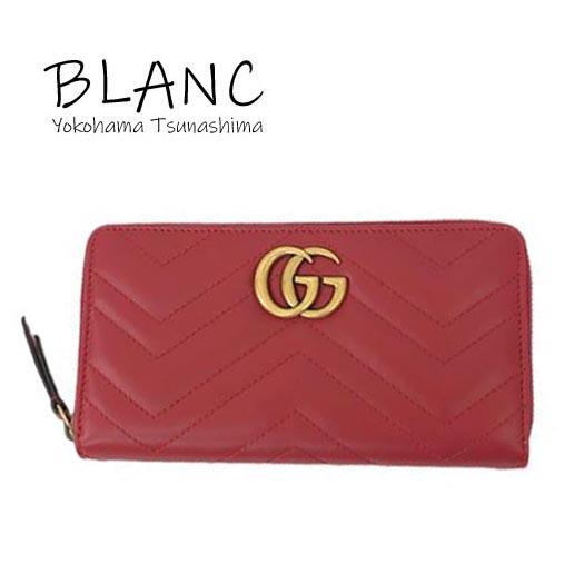 新品未使用　GUCCI グッチ　GGマーモント　レザー　ラウンドファスナー　赤 GUCCI グッチ GGマーモント ラウンドファスナー 長財布 レザー