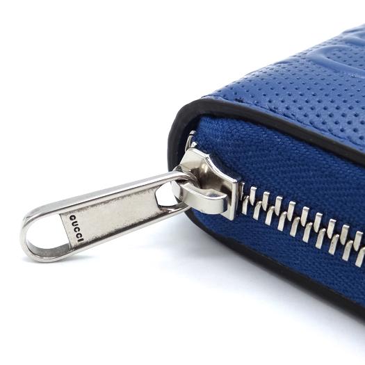 GUCCI　長財布　GGエンボス　ラウンドファスナー　ブルー　現行　レザー　本革 グッチ GUCCI GGエンボス ジップアラウンド ウォレット ラウンド