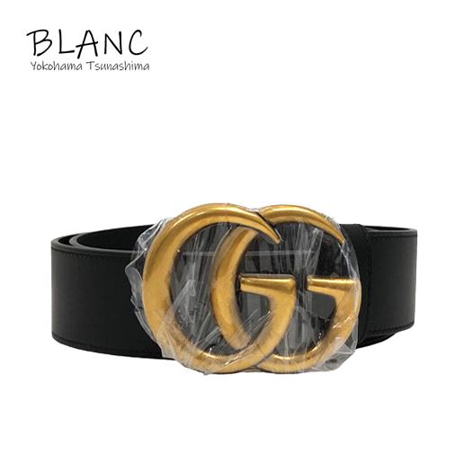 GUCCI グッチ GGマーモント ベルト 75サイズ レザー ブラック ゴールド  