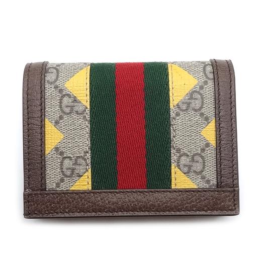 グッチ オフディア 二つ折り財布 GGカードケース GGスプリーム ブラウン マルチカラー 523155 GUCCI 横浜BLANC GUCCI（グッチ） オフディア 二つ折り財布 GGカードケース GG