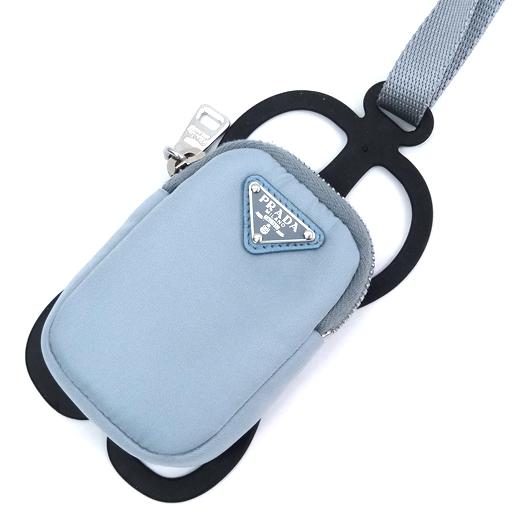 PRADA - プラダ スマートフォンホルダー ショルダーストラップ ポーチ付き ナイロン シリコン ライトブルー 1ZT016 PRADA 横浜BLANC PRADA プラダ スマートフォンホルダー ショルダーストラップ