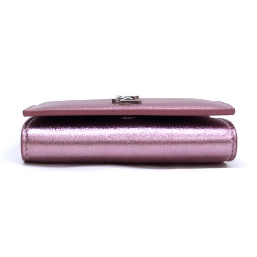 SAINT LAURENT キーケース 6連 YSL金具 ピンクベージュ ロゴ YSL サンローラン レディース レザー 6連 キーケース ピンク