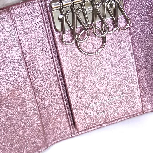 Yves Saint Laurent サンローランパリ メタリックレザー 6連キー