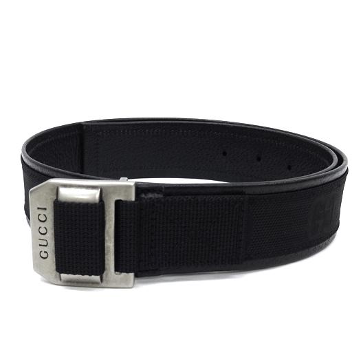 GUCCI グッチ ジャンボGG キャンバスレザー ベルト #75 ブラック