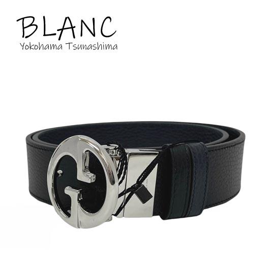 グッチ インターロッキングG リバーシブル バックルベルト 449715 ベルト レザー シルバー金具 ブラック ネイビー GUCCI 横浜BLANC GUCCI（グッチ） インターロッキングG リバーシブル バックルベルト