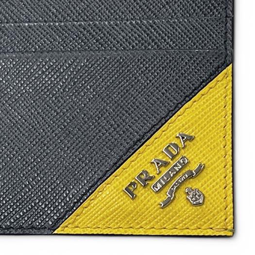 PRADA（プラダ） カードケース サフィアーノ ネイビー イエロー 名刺