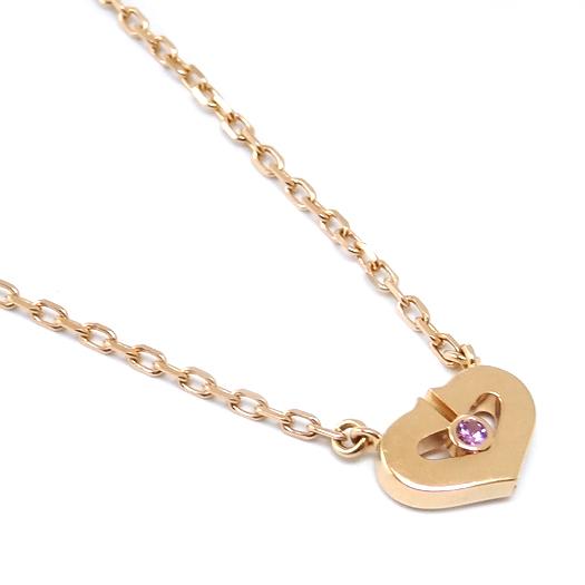Cartier（カルティエ） Cハート ネックレス 1P ピンクサファイヤ K18 