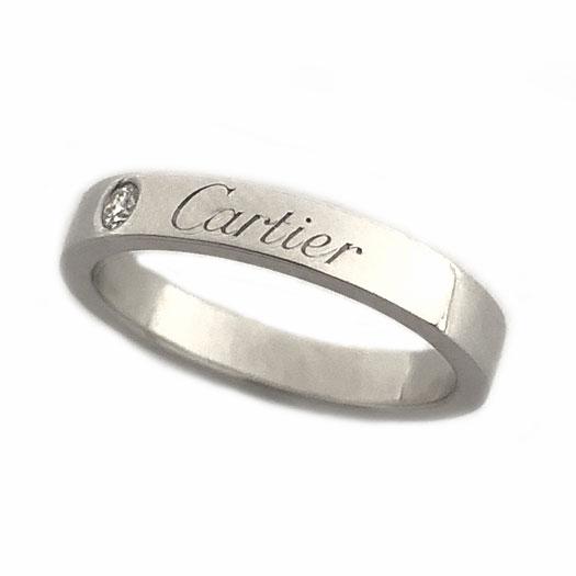 Cartier カルティエ Pt950 リング ダイヤ 1P バンド Cartier カルティエ エングレーブド リング 1Pダイヤ ＃48 約8号