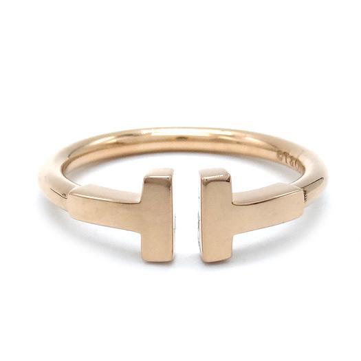 ティファニーTワイヤーリング 9号 ゴールド18Ｋ TIFFANY&Co.（ティファニー） Tワイヤー リング 約9号 K18 ピンク
