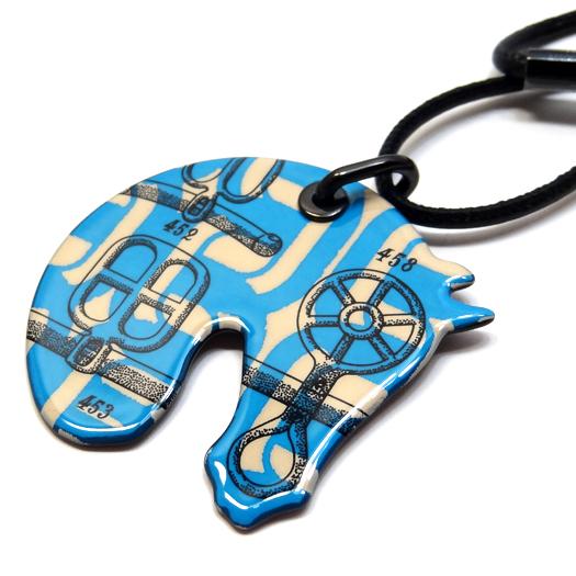 HERMES エルメス ネックレス タッタソールPM バックルの工房 馬 ブルー 