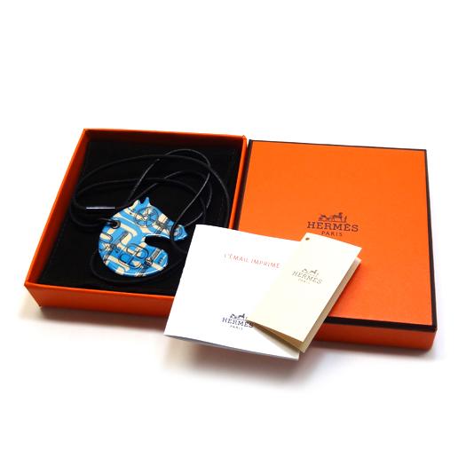 HERMES エルメス ネックレス タッタソールPM バックルの工房 馬 ブルー 
