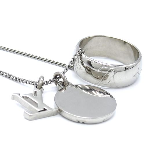 人気提案 モノグラム リングネックレス ヴィトン ルイ 送料無料 中古美品 メタル 横浜blanc Vuitton Louis Di0270 M シルバー メンズアクセサリー Meorboston Org