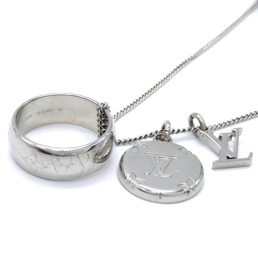人気提案 モノグラム リングネックレス ヴィトン ルイ 送料無料 中古美品 メタル 横浜blanc Vuitton Louis Di0270 M シルバー メンズアクセサリー Meorboston Org