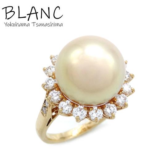 MIKIMOTO ミキモト パール ダイヤリング 真珠:12.8mm D:1.02ct 14号 