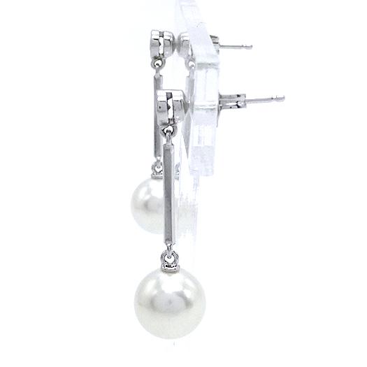 MIKIMOTO パール ダイヤモンド ピアス　18Kホワイトゴールド MIKIMOTO（ミキモト） パール ダイヤピアス 真珠 P:7.7mm×2 K18
