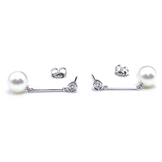 MIKIMOTO パール ダイヤモンド ピアス　18Kホワイトゴールド MIKIMOTO（ミキモト） パール ダイヤピアス 真珠 P:7.7mm×2 K18