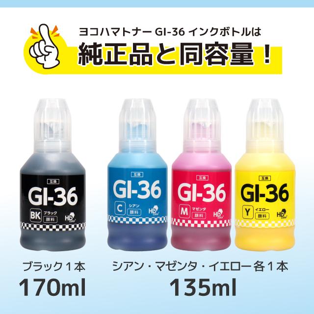 GI-36-4CL キヤノン Canon プリンターインク  顔料 4色セット×2  互換インクボトル GX7030 GX6030 GX5030｜yokohama-toner｜05