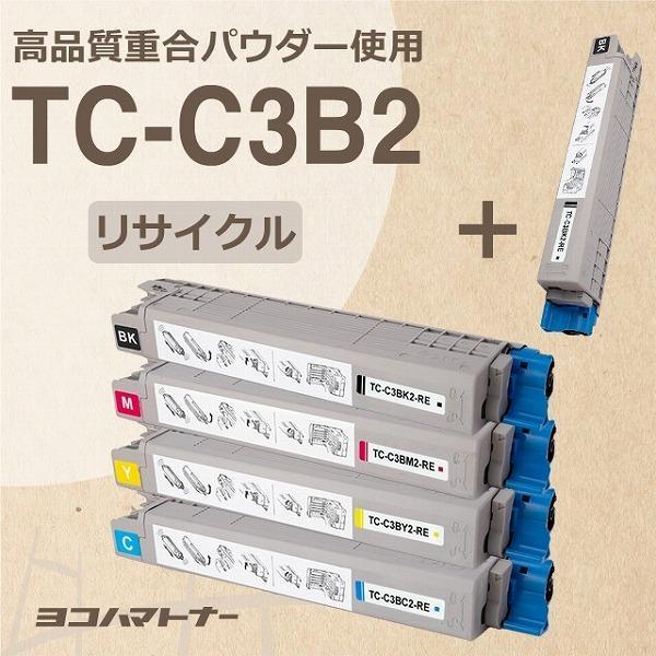 マゼンタ 「TC-C3B1」の大容量版 TC-C3B2 OKI オキ TC-C3B2-RE-4PK-1BK