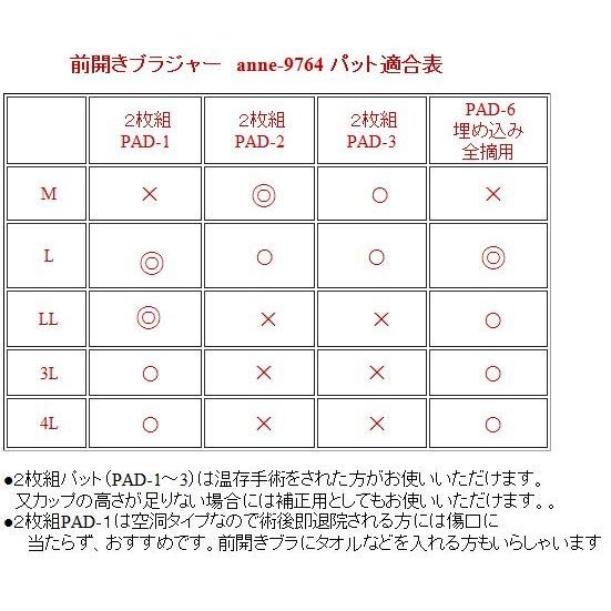 乳がん用術後下着　前開きブラジャー 乳ガン ブラ 乳癌用 下着 入院準備 肌着 検診 全摘パッド 使用可能 anne-9764｜yokohamaanne｜16