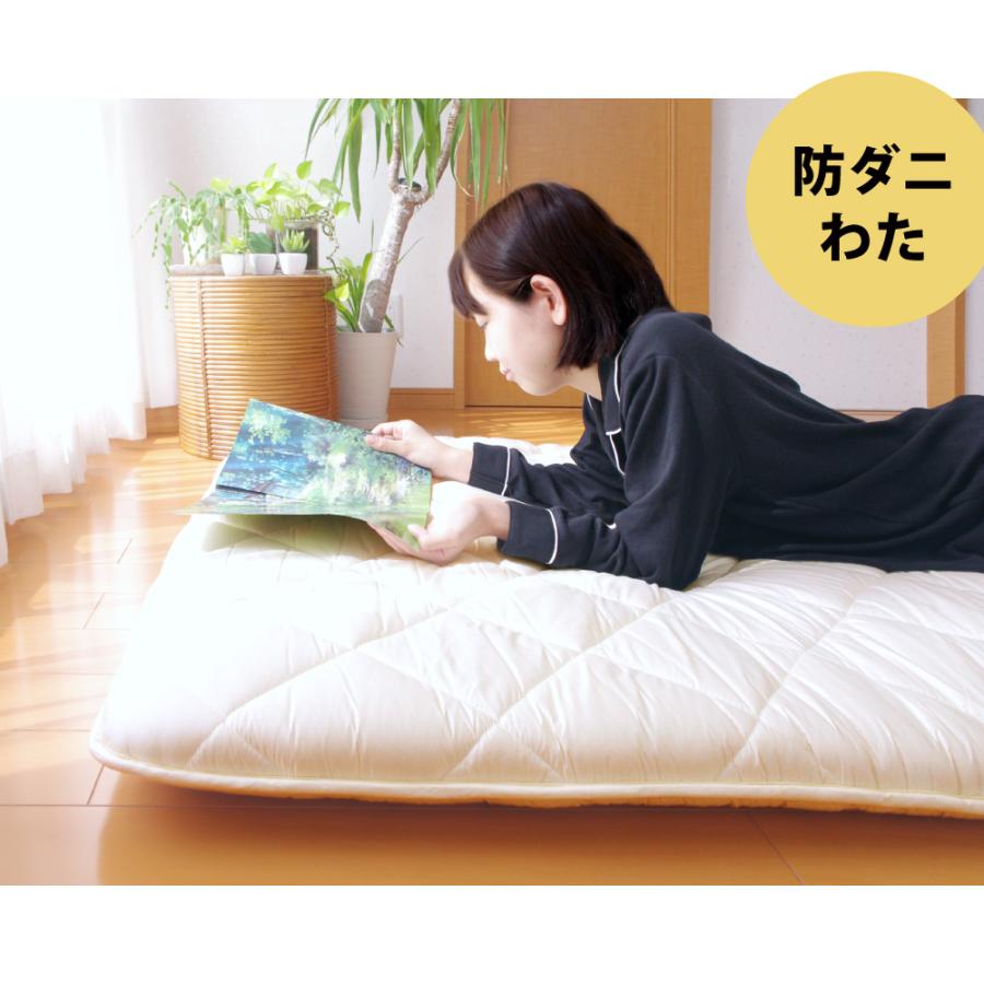 TEIJIN 敷き布団 防ダニ 日本製 セミシングル 80×180cm 固綿 三