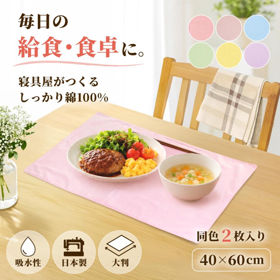 ランチョンマット 同色 2枚セット 大判 40×60 日本製 給食 小学校