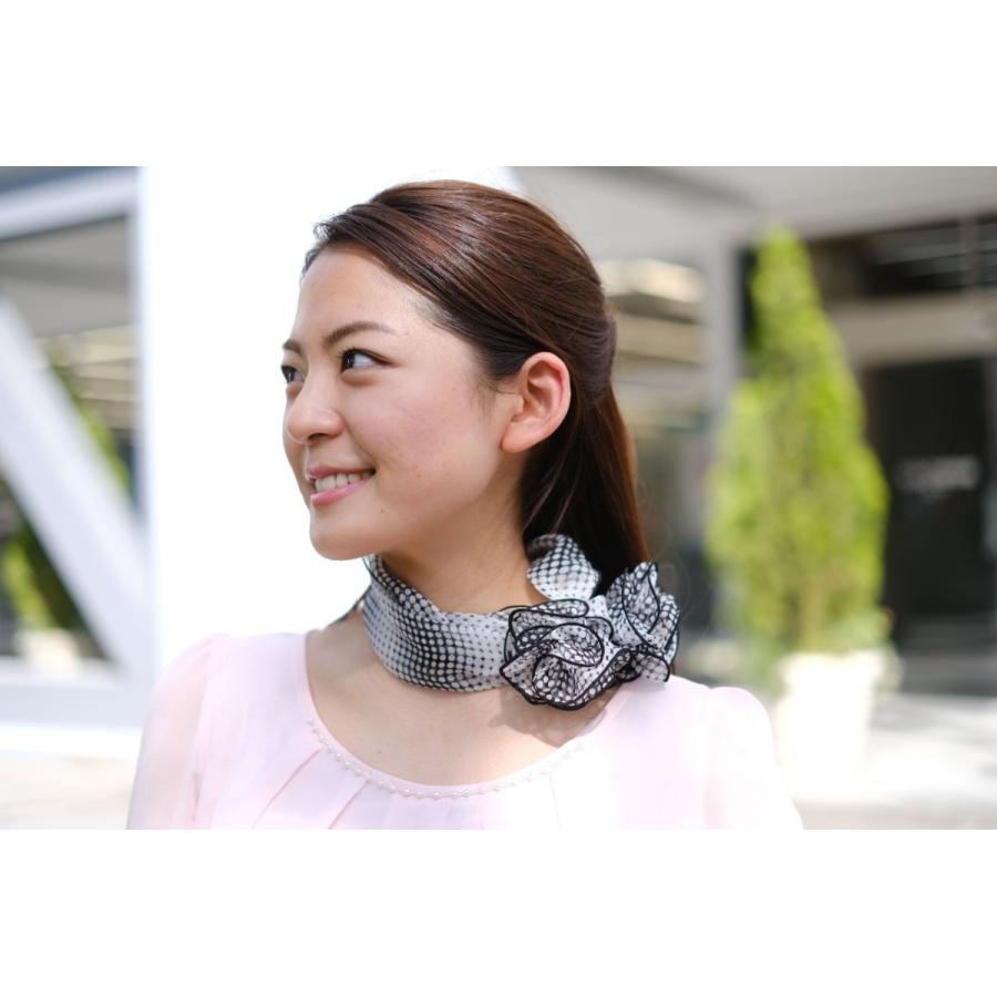 ワンタッチスカーフ 段水玉柄 横浜スカーフ かんたんスカーフ おしゃれ