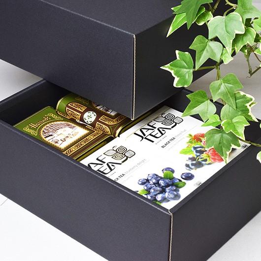 ギフトボックス 化粧箱 ダンボール箱 段ボール箱 段ボール おしゃれ 無地 組み立て プレゼント用 贈答用 ダンボール 組立箱 黒 (No.35) 50組セットの画像