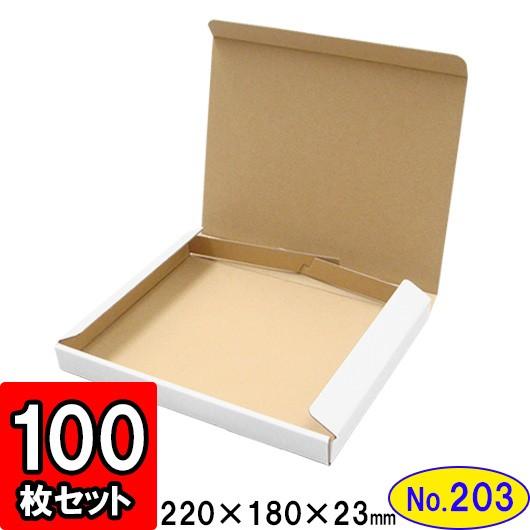 ダンボール箱 段ボール箱 クラフトボックス ギフトボックス 白 薄型 無地 プレゼント用 梱包資材 梱包材 梱包用品 ダンボール N式箱 (No.203) 100枚セット