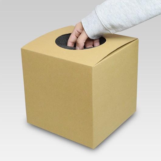 抽選ボックス くじ引き箱 ダンボール 段ボール クラフト 無地 イベント 抽選会 景品 抽選箱 (丸穴タイプ/菊割れウレタン付) (クラフト) 25枚セット