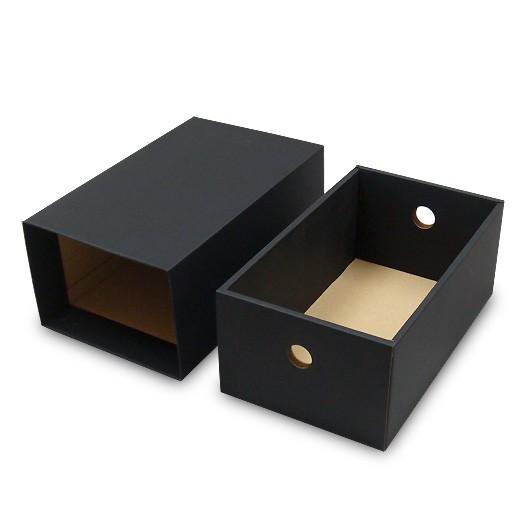 靴収納箱 靴収納ボックス シューズボックス 収納ケース クラフトボックス ダンボール 1足用 靴箱 引き出しタイプ 小 (280×160×115mm) (黒) 25枚セットの画像