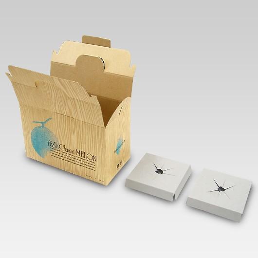 メロン箱 メロンの箱 化粧箱 ギフトボックス 紙箱 ギフト箱 フルーツ箱 果物箱 フルーツギフト 贈答用 くだもの 青果 ハイクラスメロン (2個入れ) 200セット_1