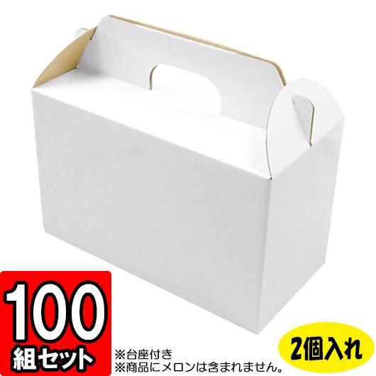 メロン箱 メロンの箱 化粧箱 ギフトボックス 紙箱 ギフト箱 フルーツ箱 果物箱 フルーツギフト 贈答用 くだもの 青果 白つやあり (2個入れ) 100セット