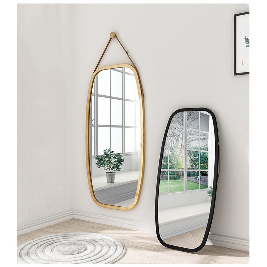 全身鏡 姿見 ウォールミラー ミラー 壁掛け 竹製 化粧 円型 スリム 飛散防止 玄関かがみ 商店 鏡 おしゃれ 100 全身43 Zsmro01 44 5cm 74cm 北欧