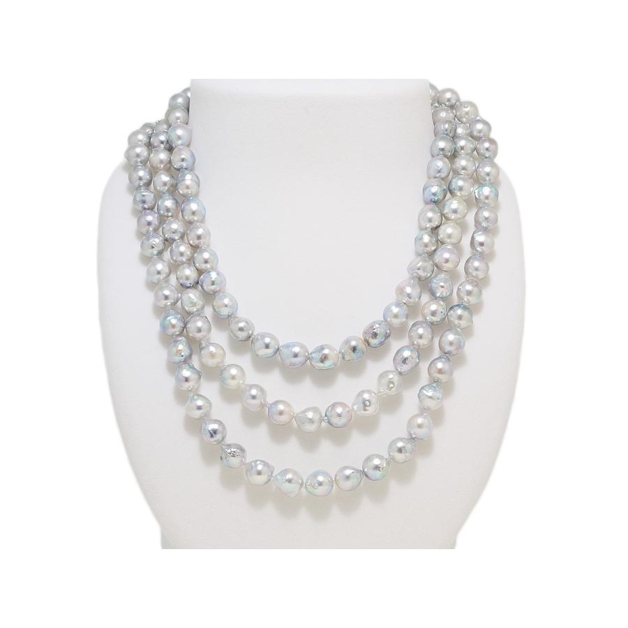 あこや 真珠 バロック パール ネックレス ブルー 1cm ロング 7 5mm 8 0mm レディース ファッション Akn Lklm1 真珠専門店 ヨコタパール 通販 Yahoo ショッピング